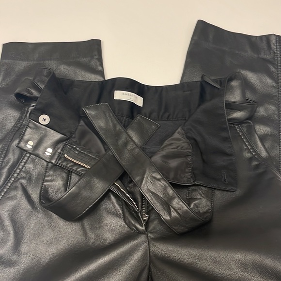 Babaton Black High-Waist Faux Leather Paperbag Ankle Pants - Picture 6 of 10